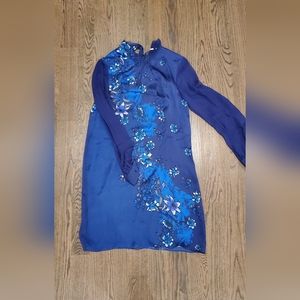 Elie Tahari floral royal blue silk dress